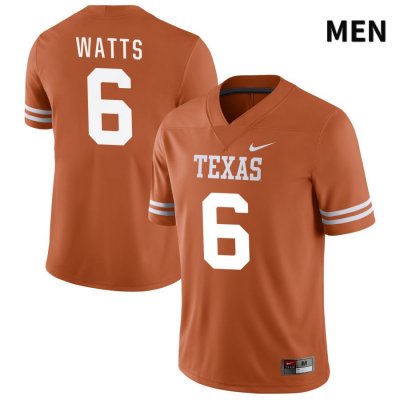 Texas Longhorns Men's #6 Ryan Watts Authentic Orange NIL 2022 College Football Jersey YJX85P3J